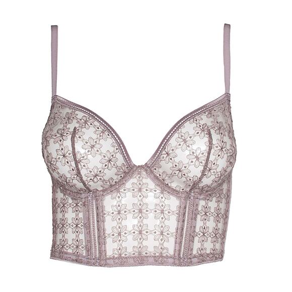 NWT Huit Women's Purple Eight Coffee Flower Caf Fleur Bustier Bra Size 36C - Picture 1 of 10